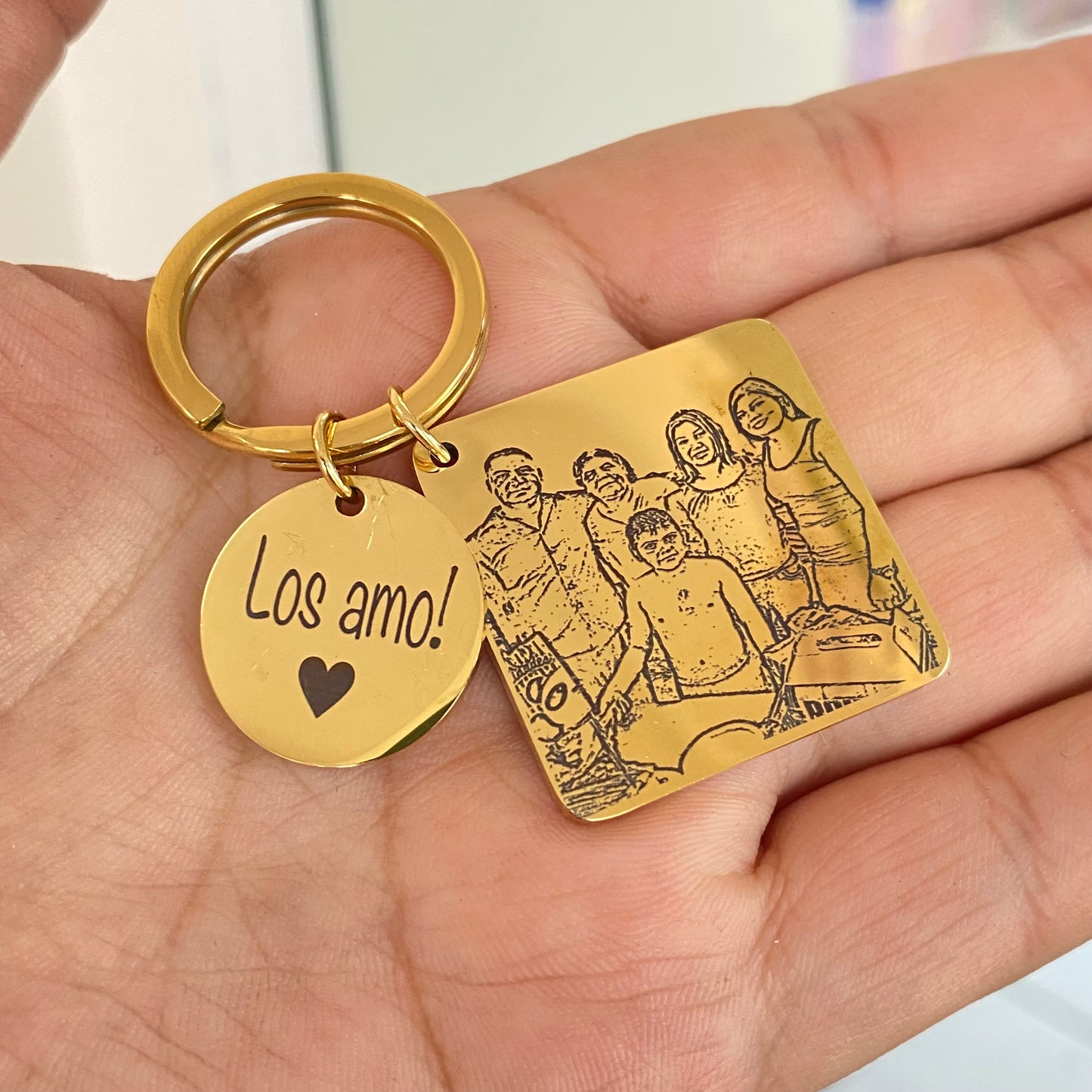 Llavero personalizado con fotografía y mensaje